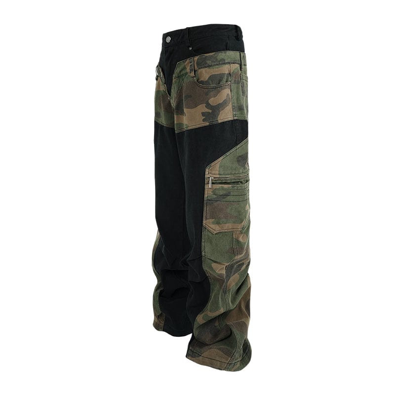 Pants Cargo camouflage patchwork trousers