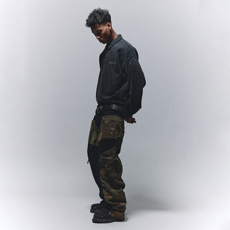 Pants Cargo camouflage patchwork trousers