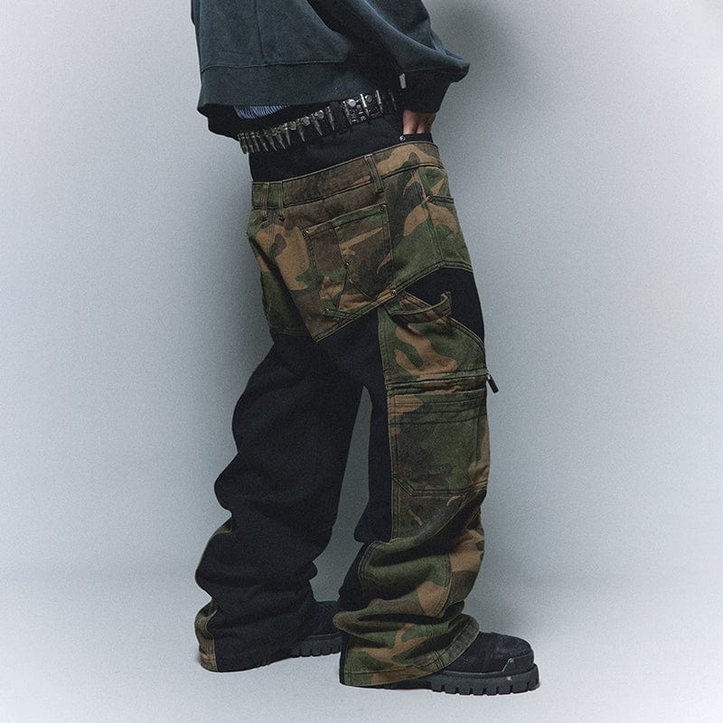 Pants Cargo camouflage patchwork trousers