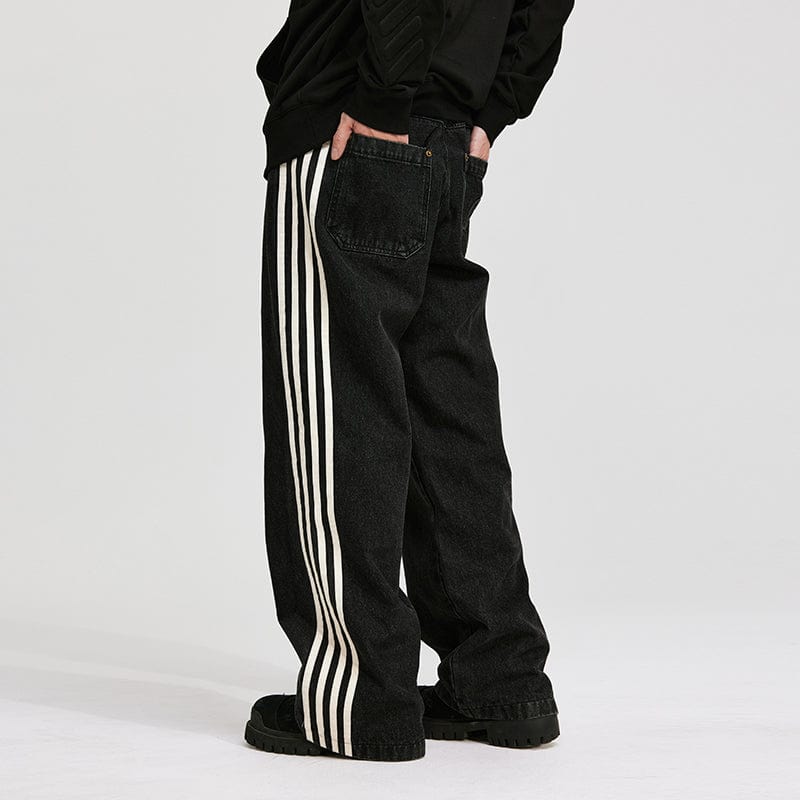 Pants Loose  casual side striped denim trousers