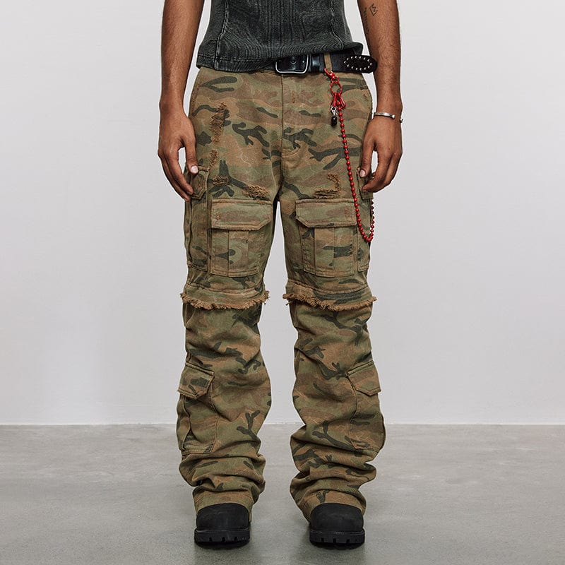 Pants Raw edge camouflage cargo trousers