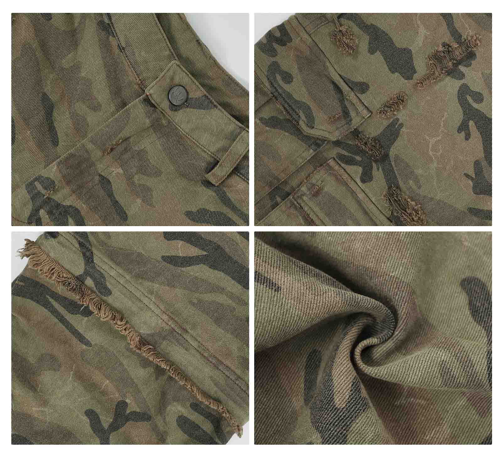 Pants Raw edge camouflage cargo trousers