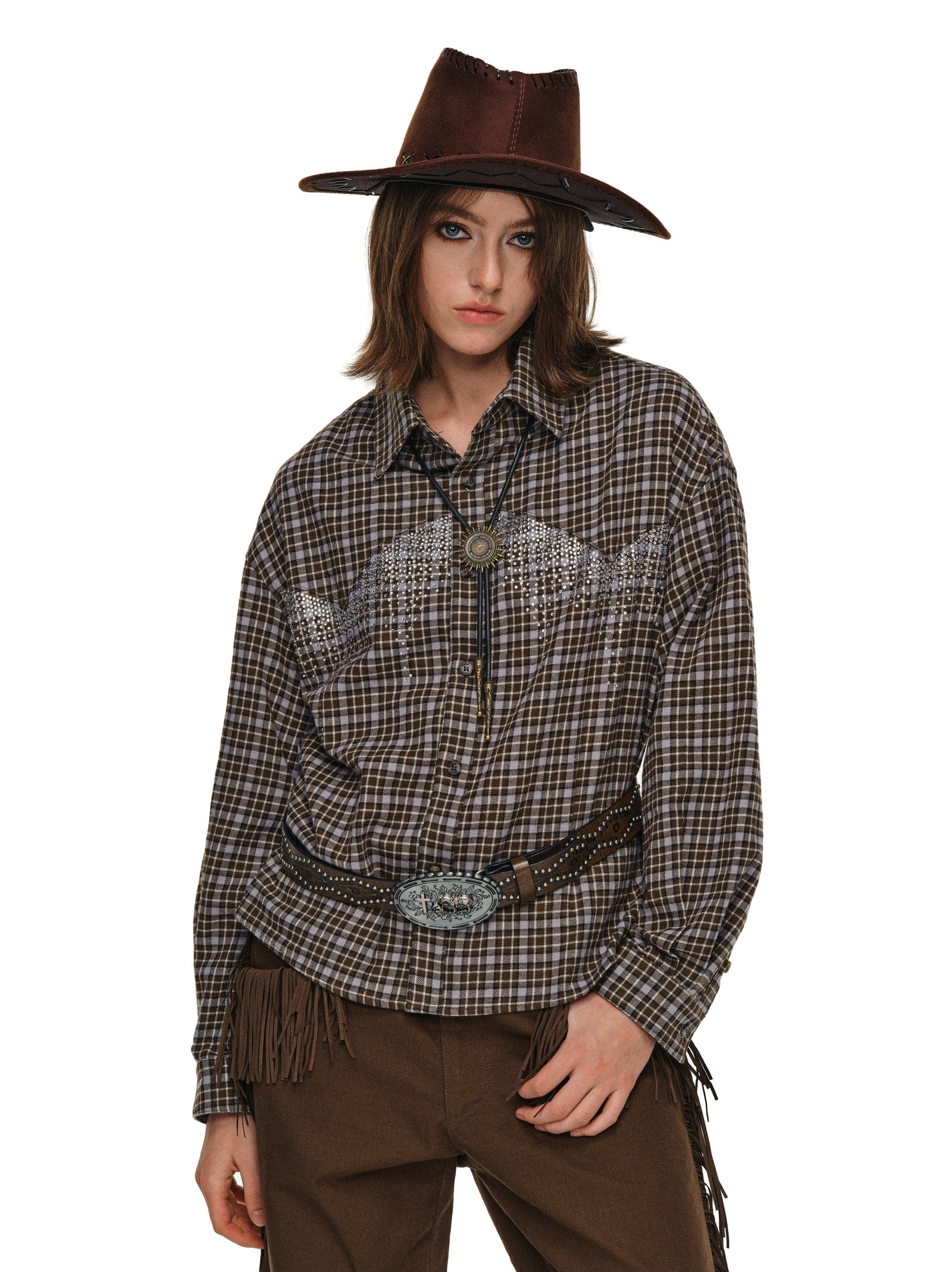 Rhinestone Plaid Shirt
