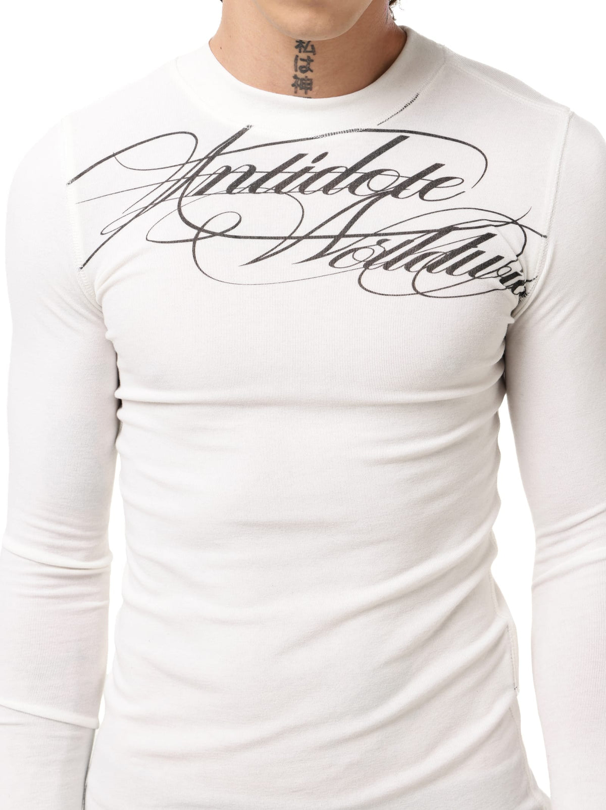 Script Cross Panel Long Sleeve Top