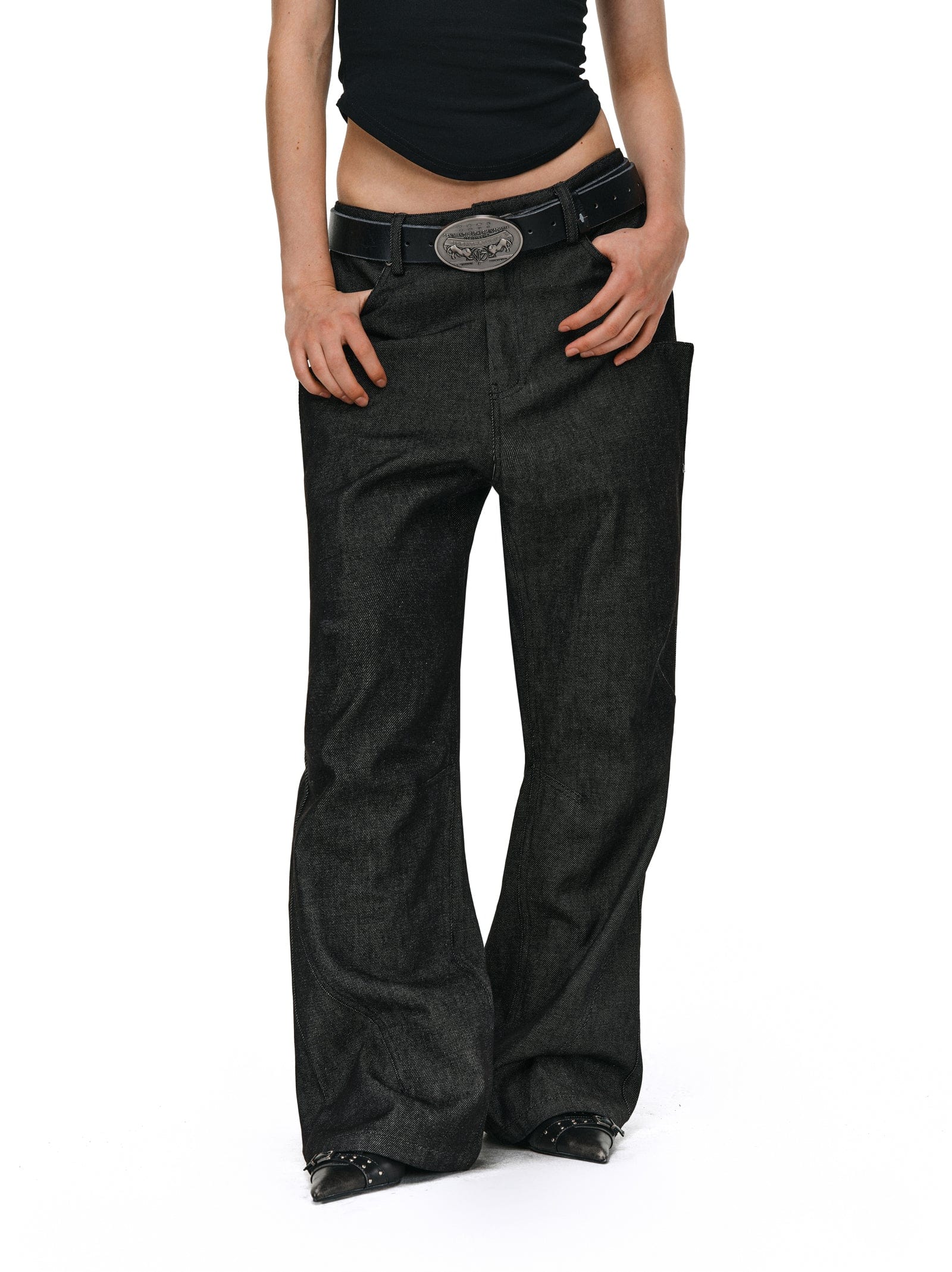 Stacked Black Denim Jeans