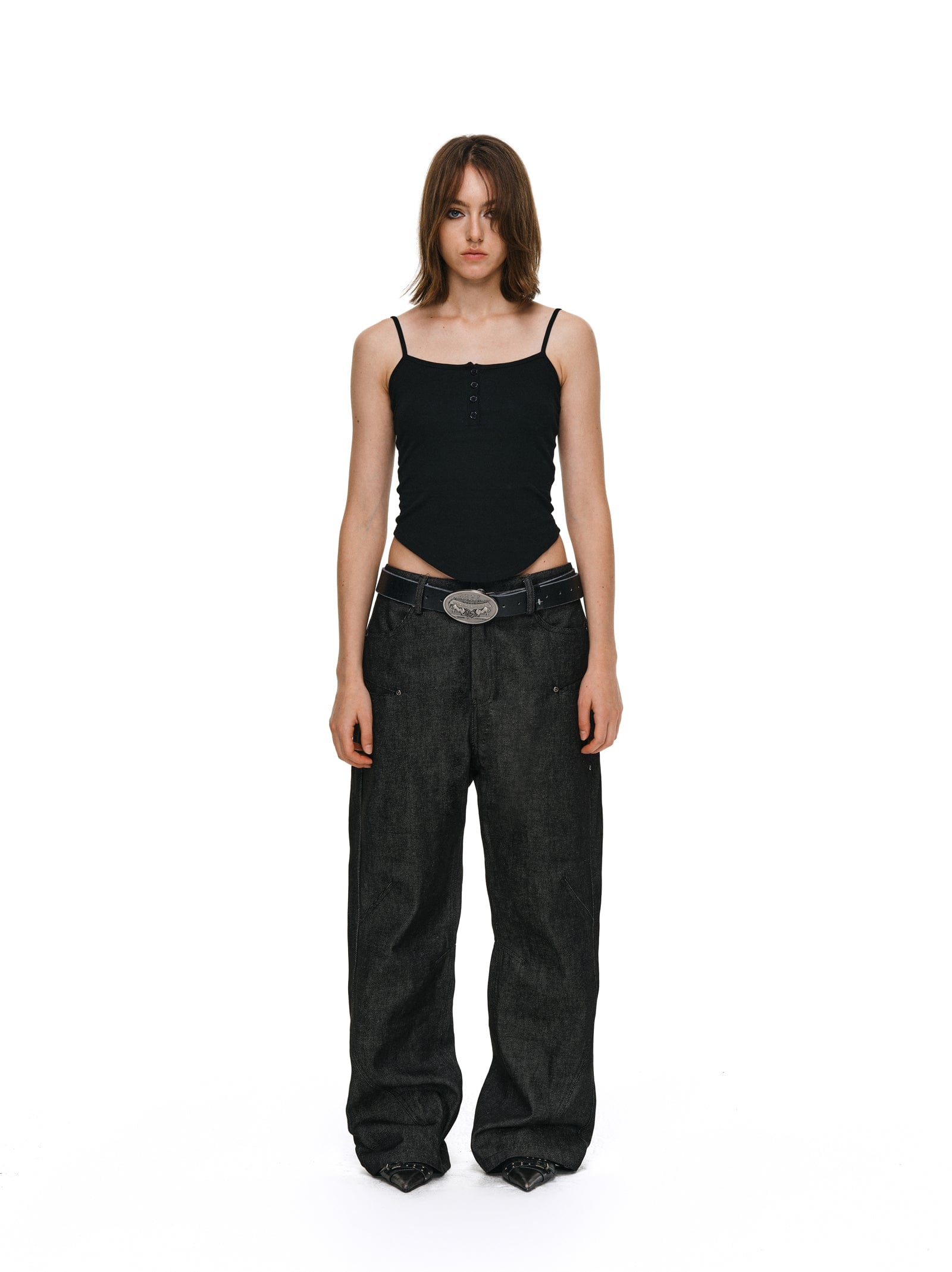 Stacked Black Denim Jeans