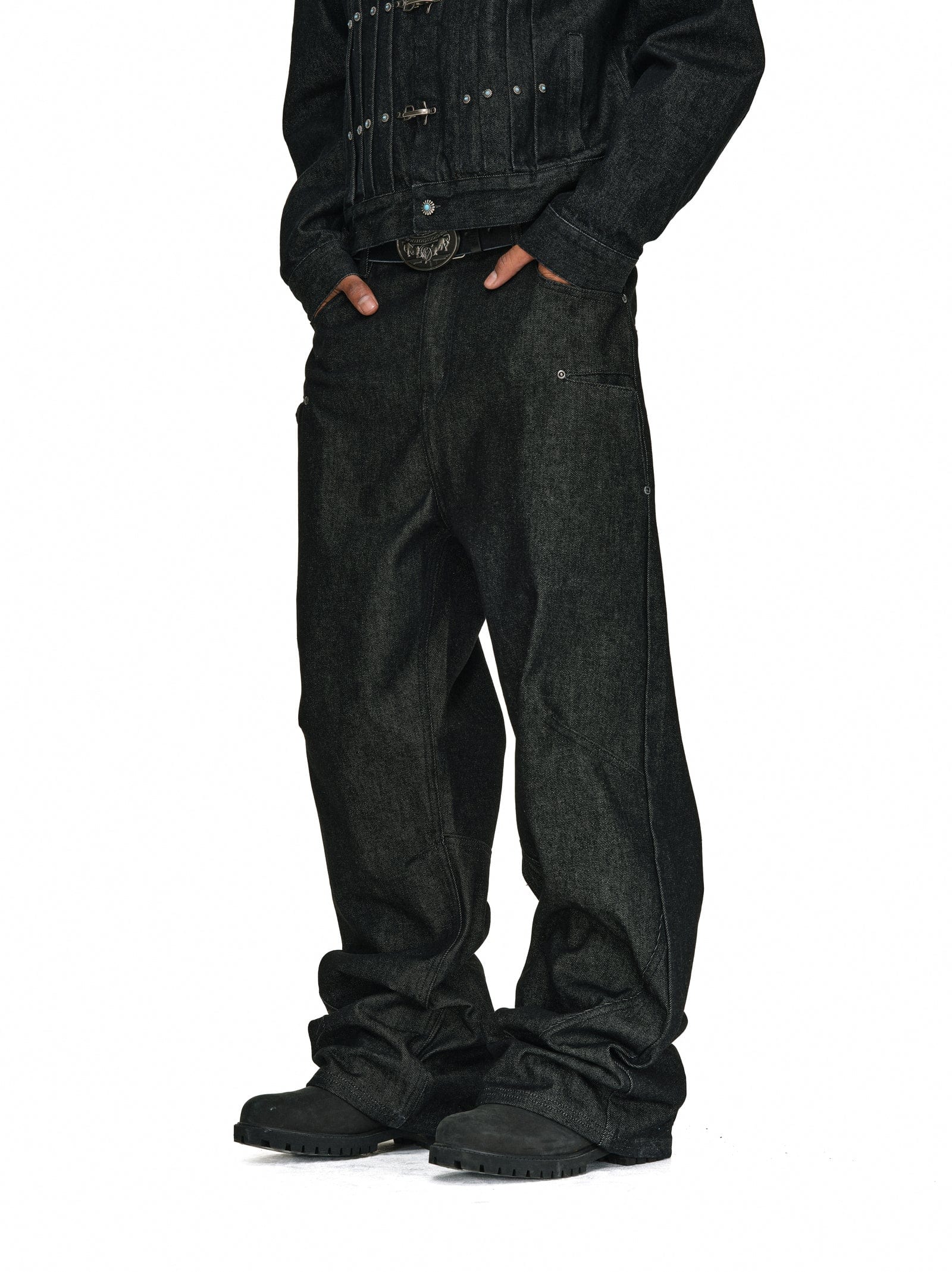 Stacked Black Denim Jeans