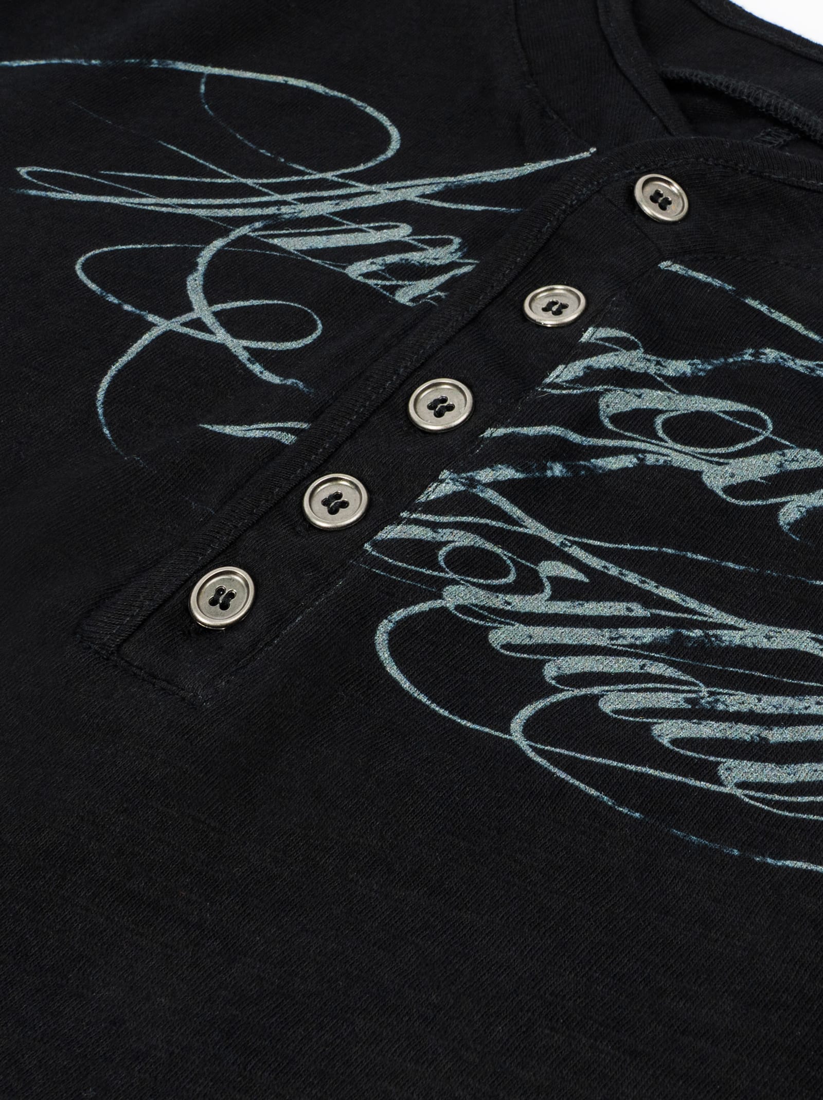 Studded Sleeve Henley Long Sleeve Tee