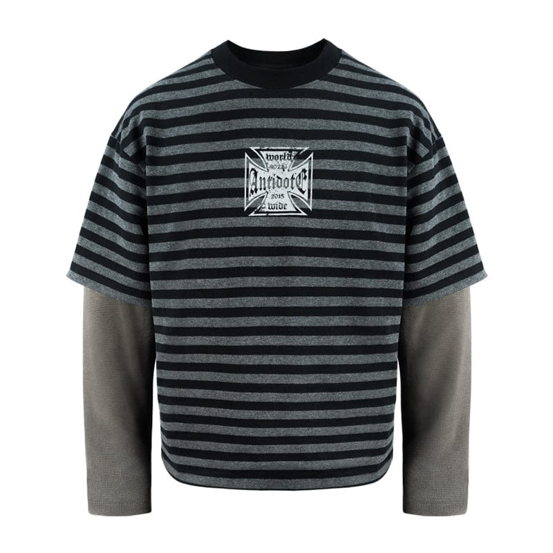 t-shirt Black Gray / S Striped long sleeves