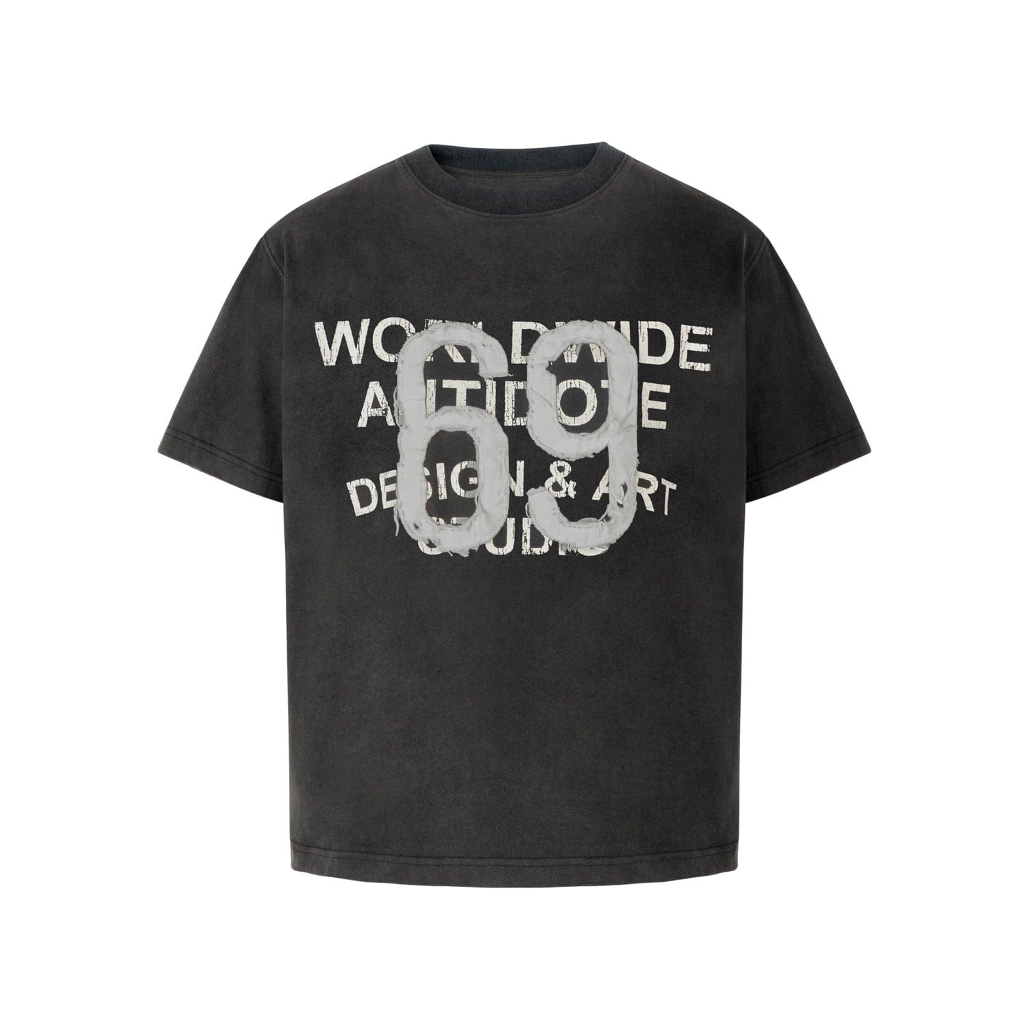 t-shirt Distressed patch embroidered short sleeves