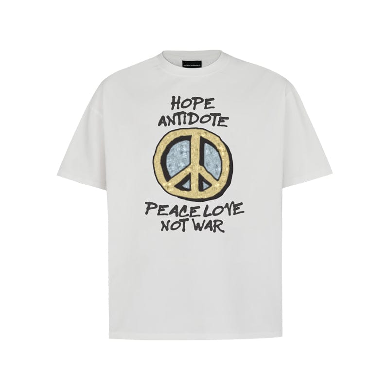 t-shirt White / S Anti-war print short sleeves