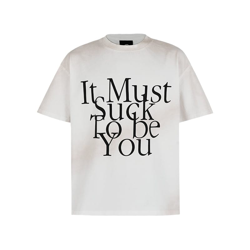 t-shirt White / S Slogan slogan partially spray-painted letter printed short sleeves