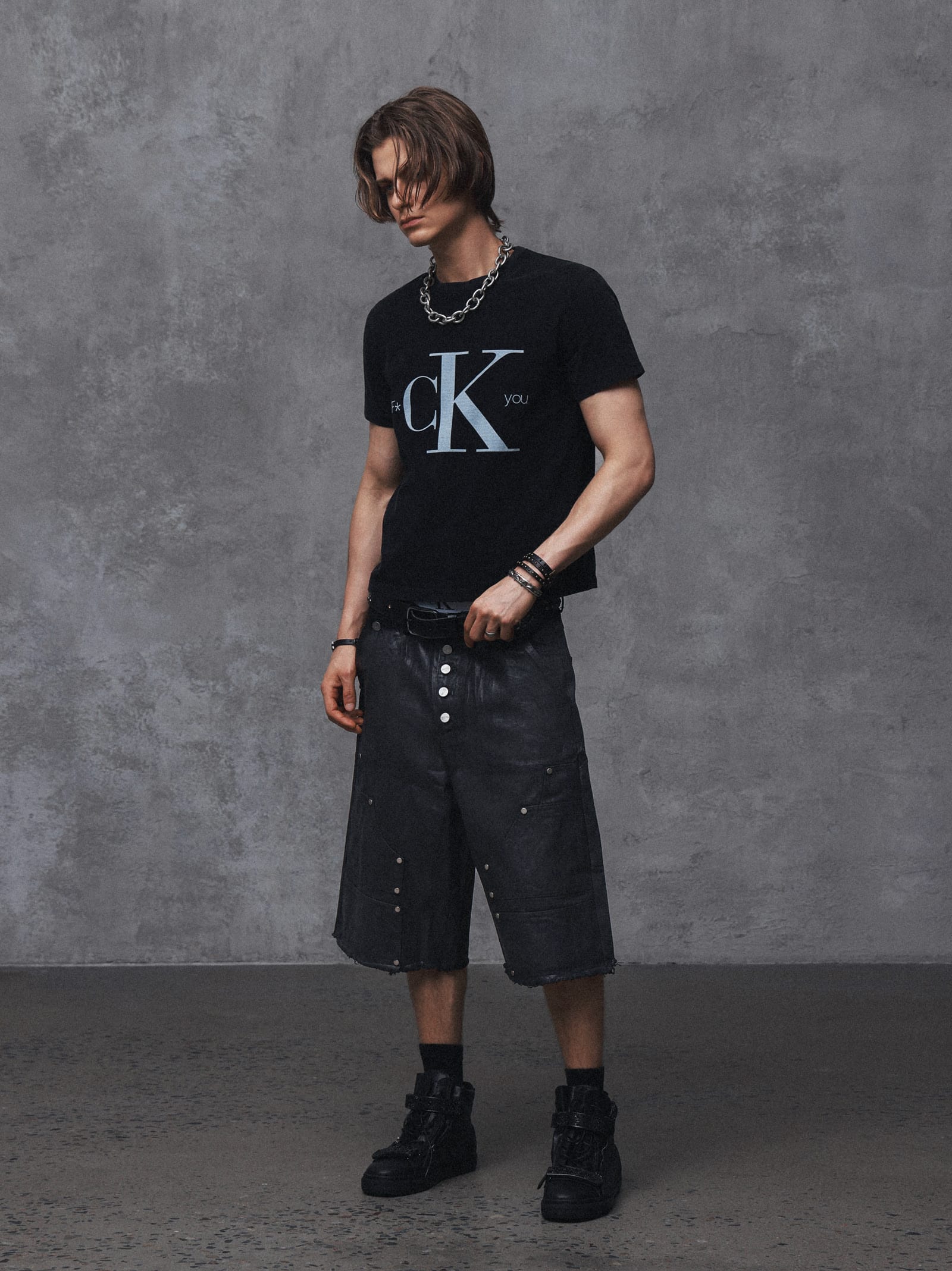 Waxed Button-Fly Lumberjack Cropped Pants