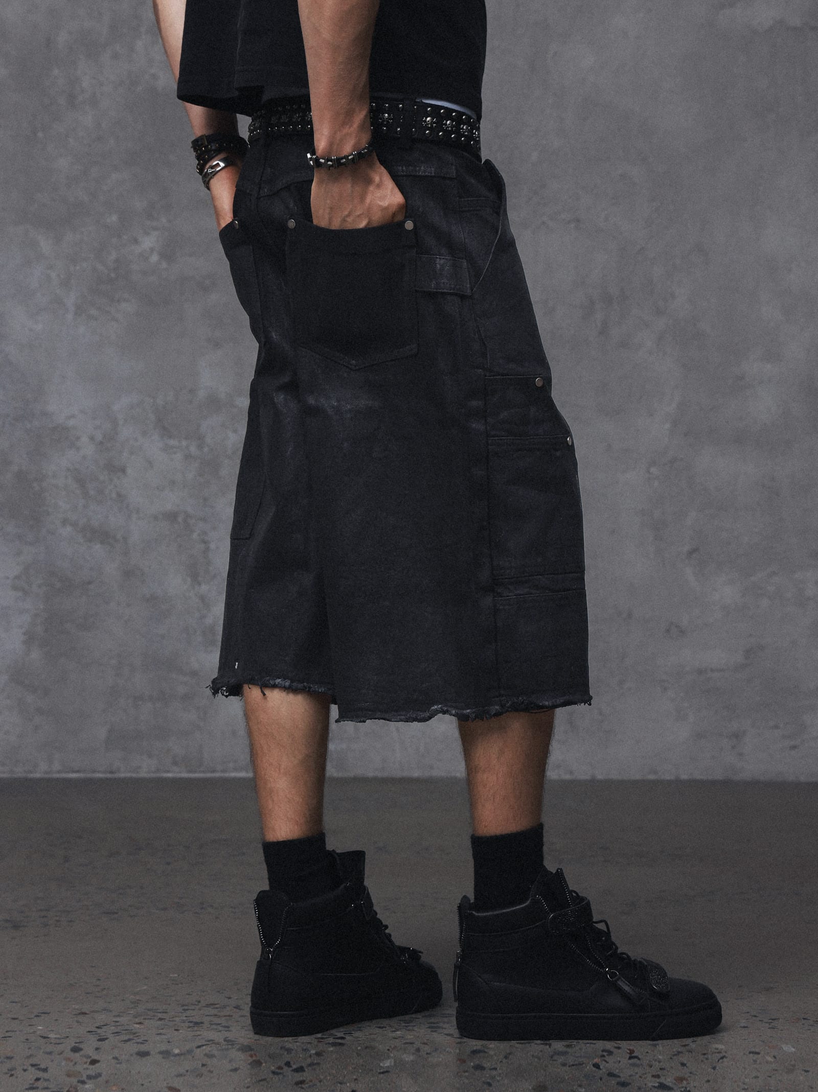 Waxed Button-Fly Lumberjack Cropped Pants