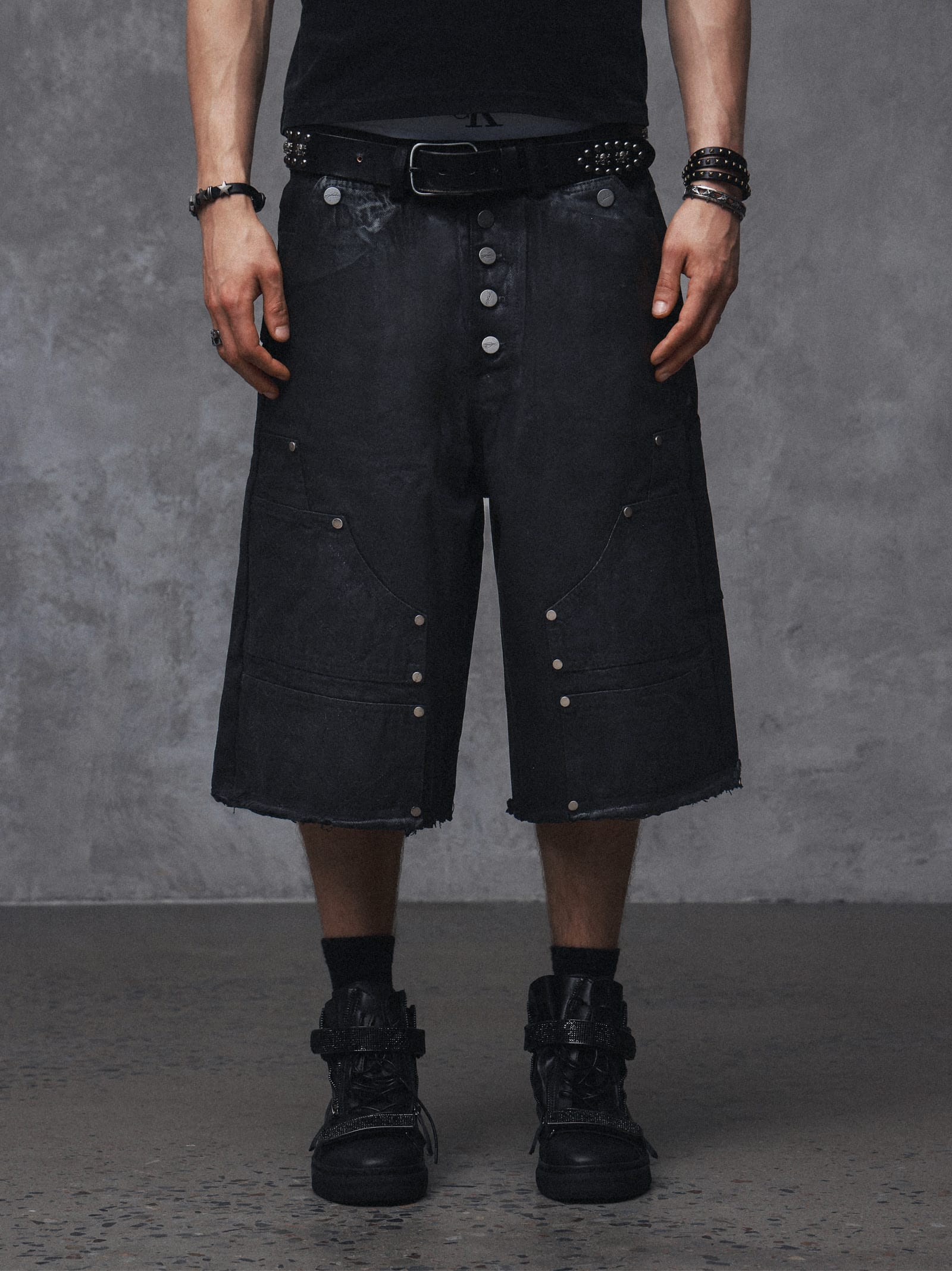 Waxed Button-Fly Lumberjack Cropped Pants