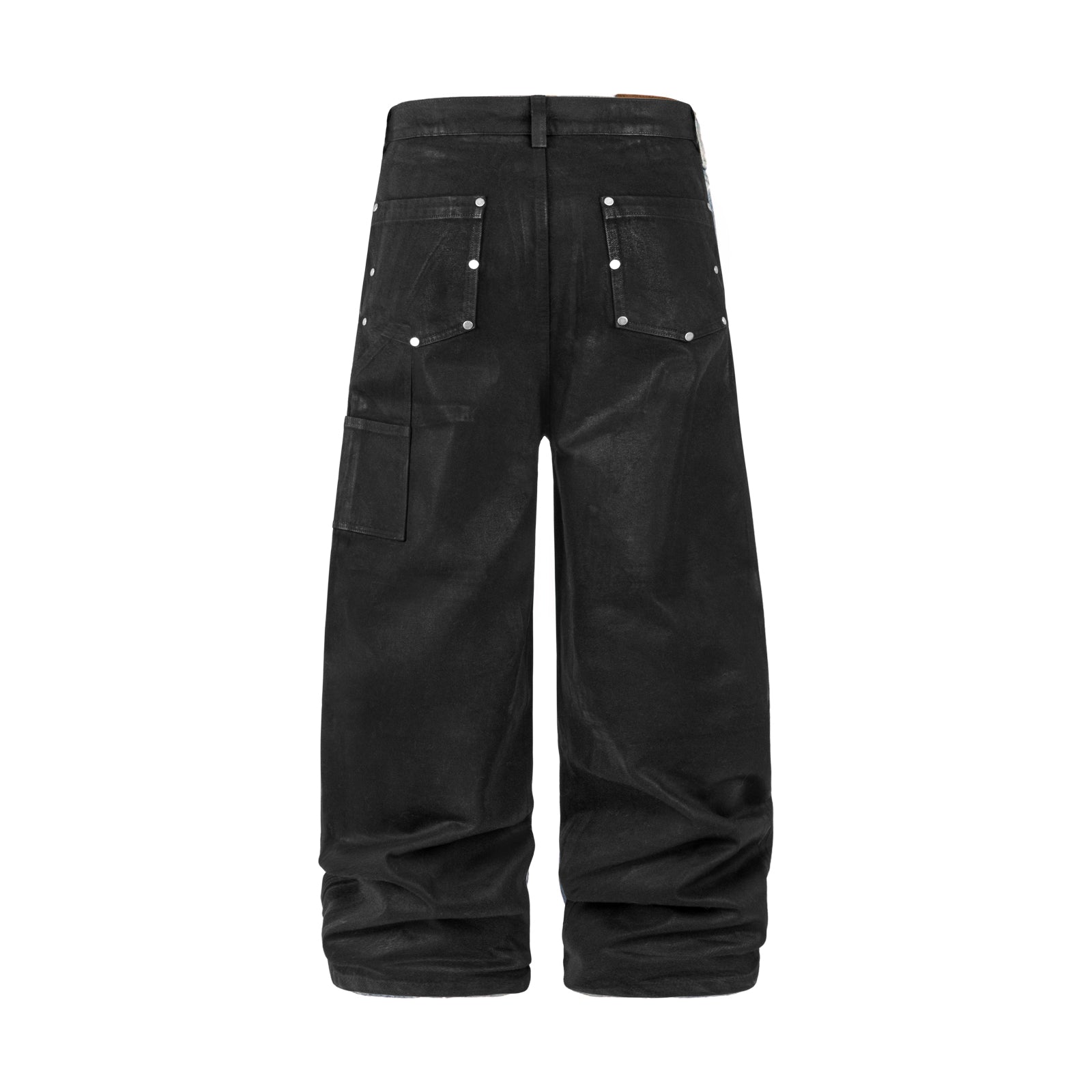 Waxed Studded Curved Denim Pants