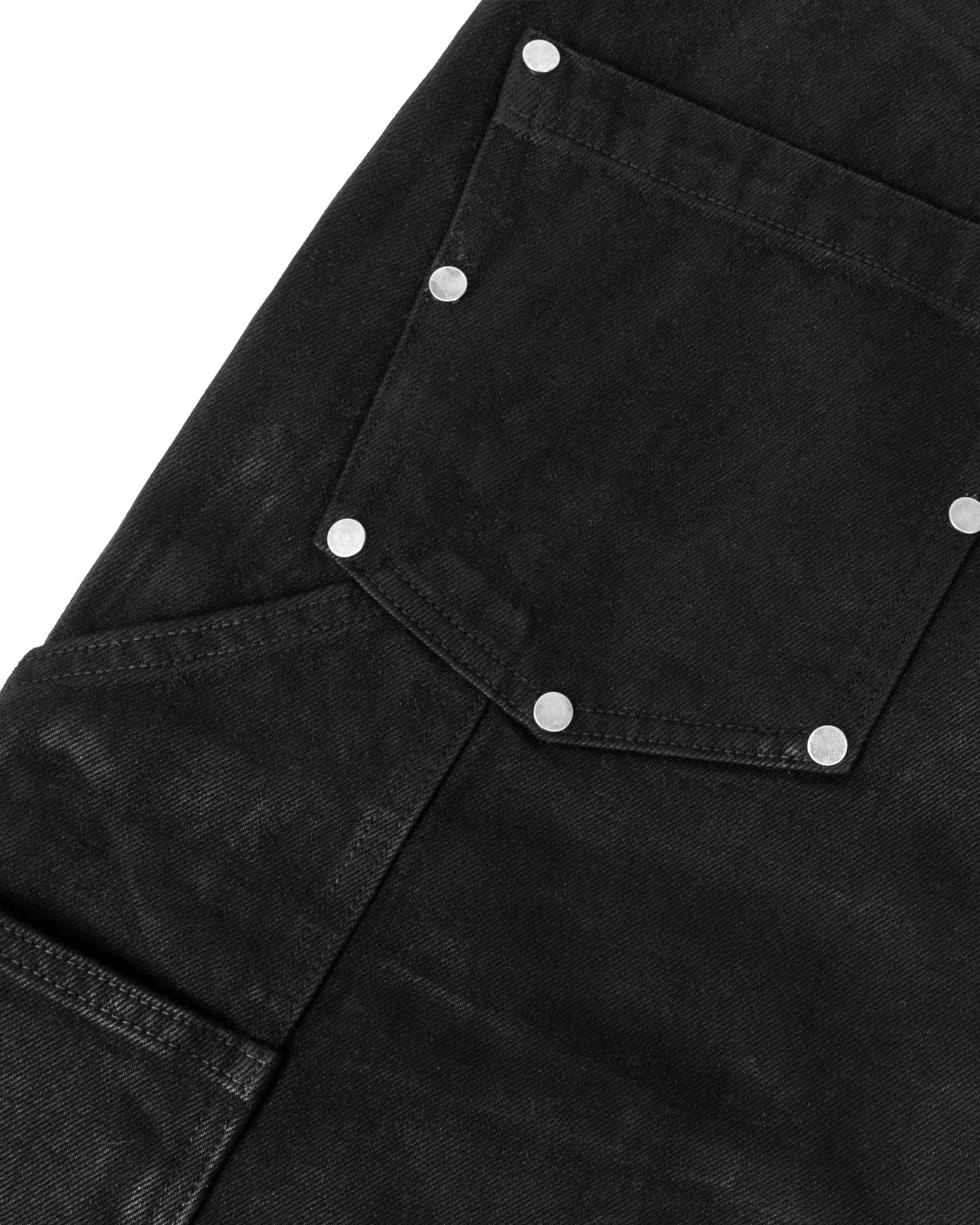 Waxed Studded Curved Denim Pants