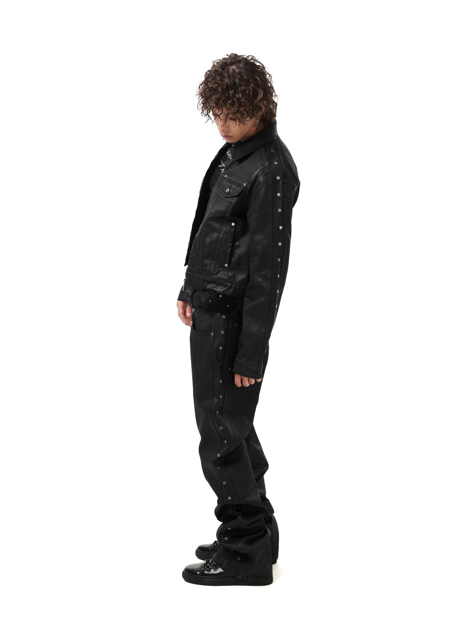 Waxed Studded Denim Jacket