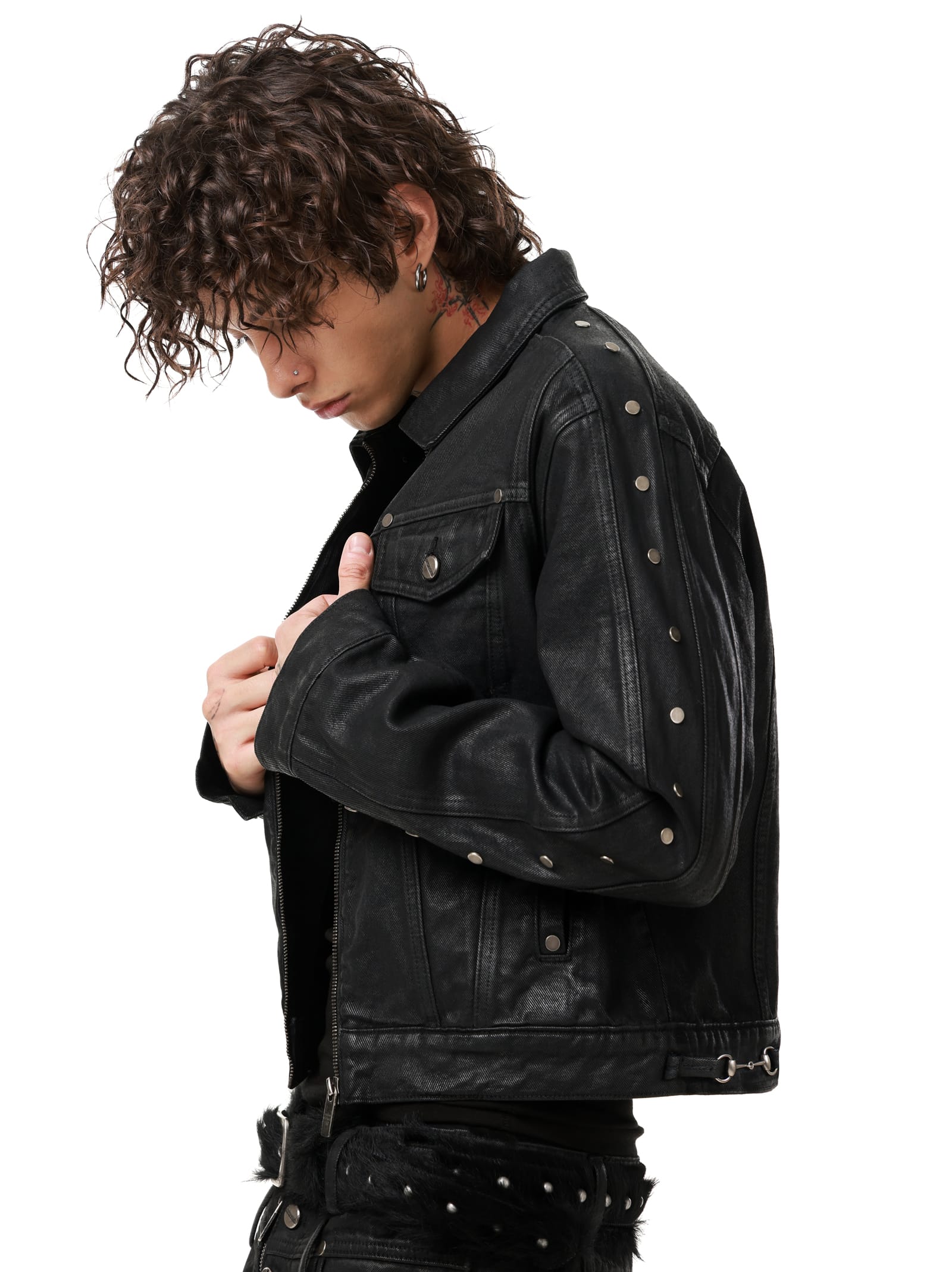 Waxed Studded Denim Jacket