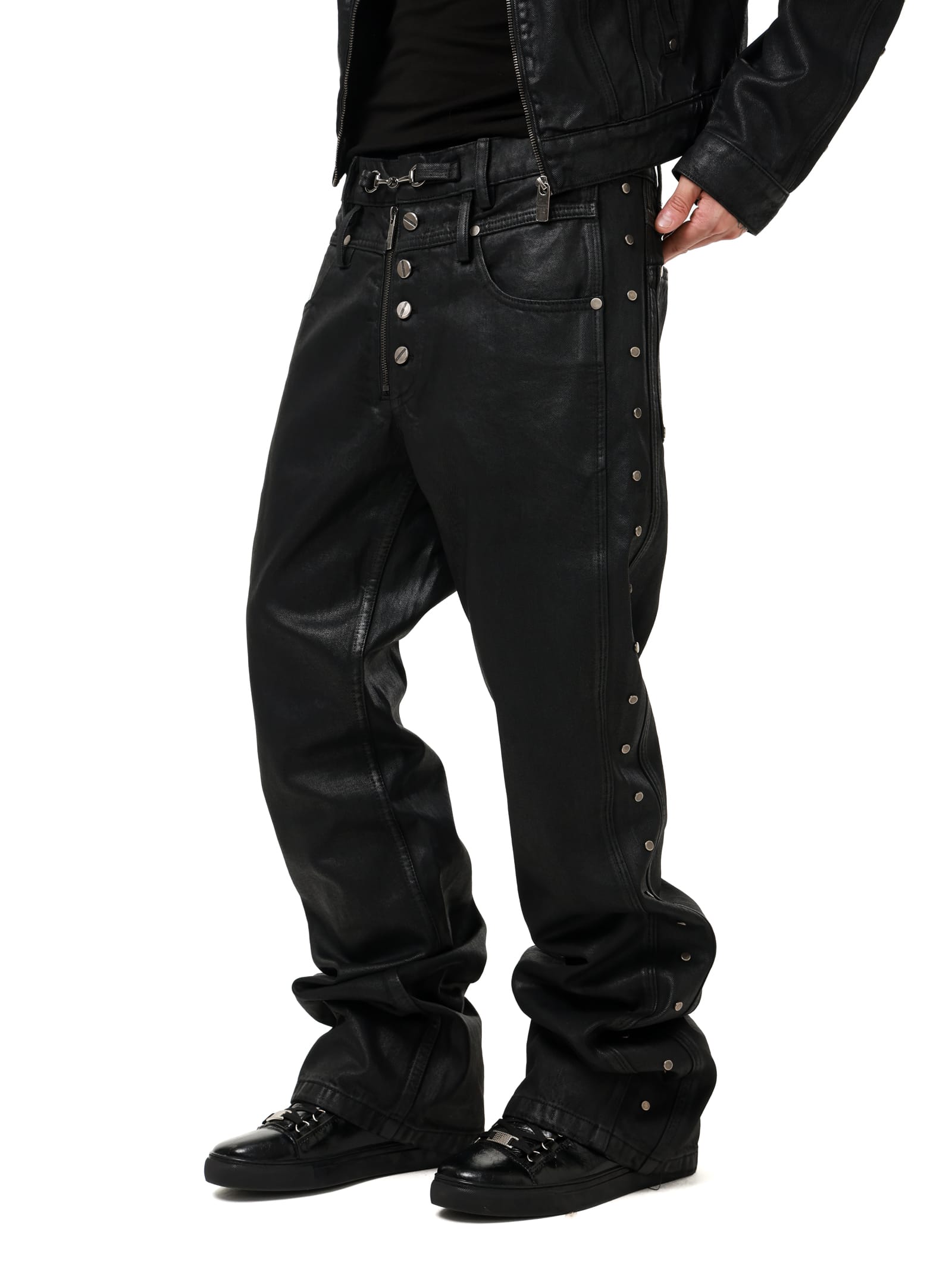 Waxed Studded Jeans