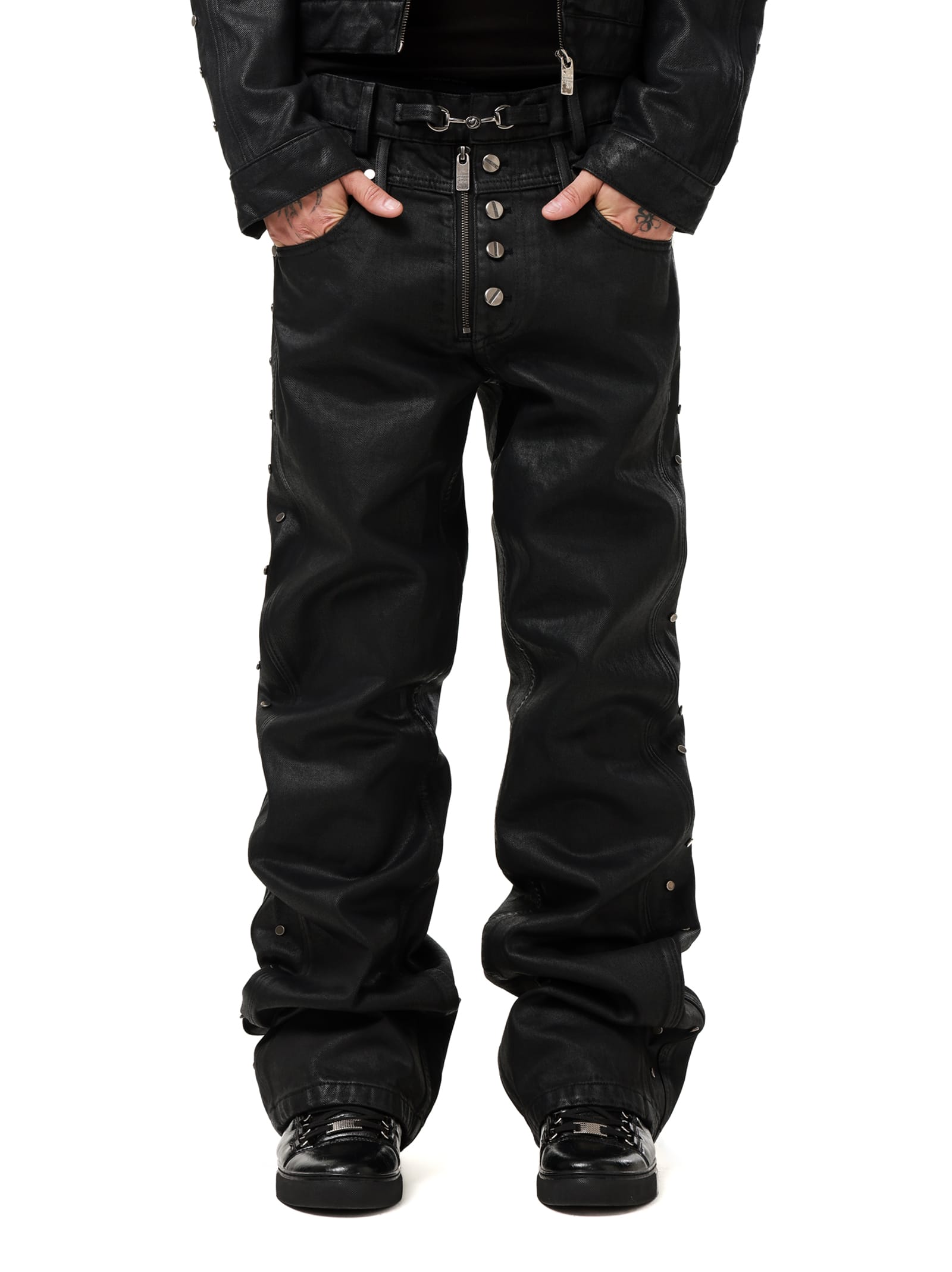 Waxed Studded Jeans