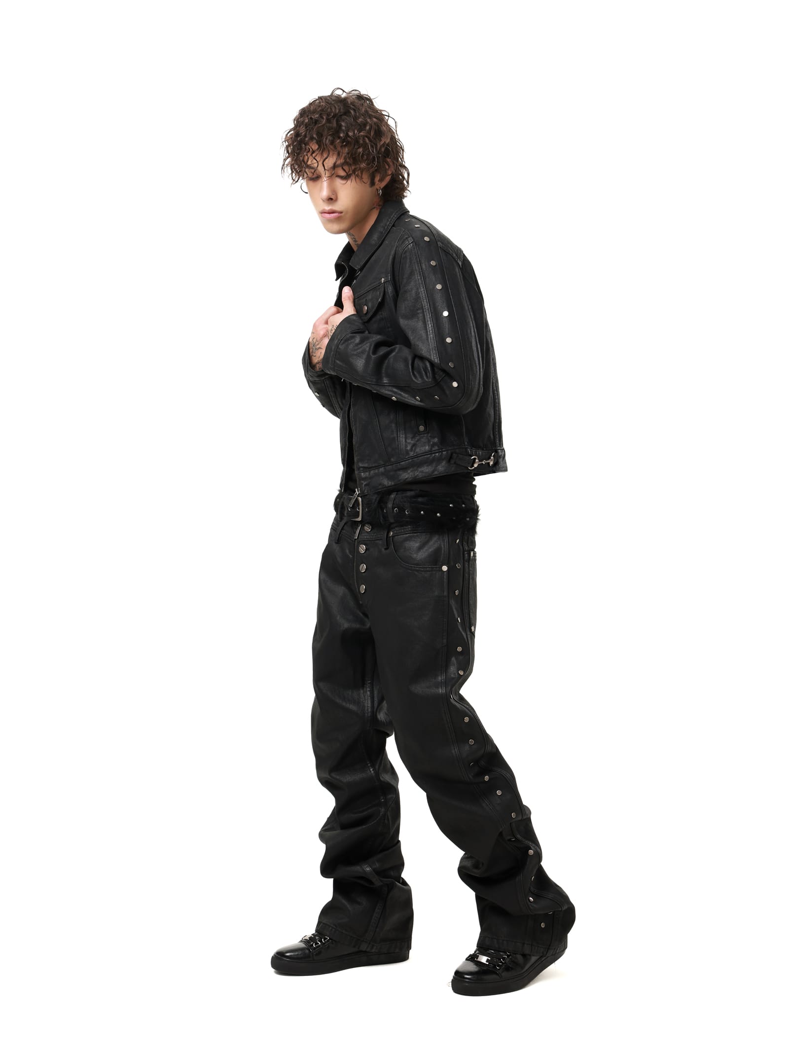 Waxed Studded Jeans